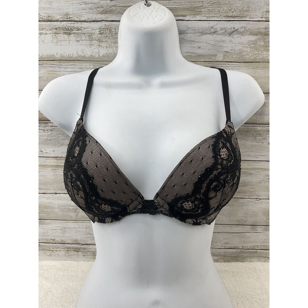 Victoria's Secret Dream Angels Lace Padded Push Up Bra Size‎ 32D BLING Stones